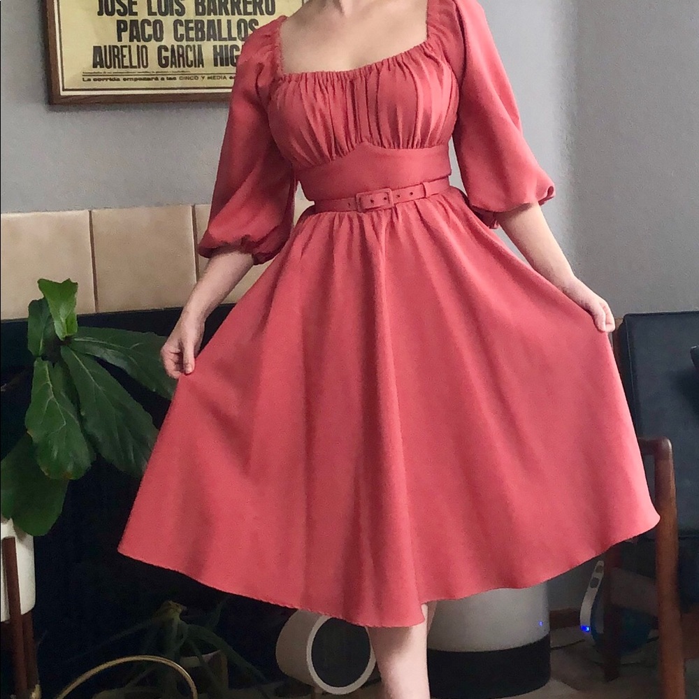 SOLD Vacation Dress from Vixen by Micheline Pitt in coral pink